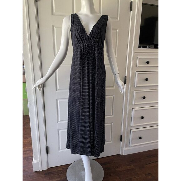 Vintage I. Magnin Maxi Empire Waist Dress Medium Summer Retro Polka dot 90’s - Picture 1 of 11